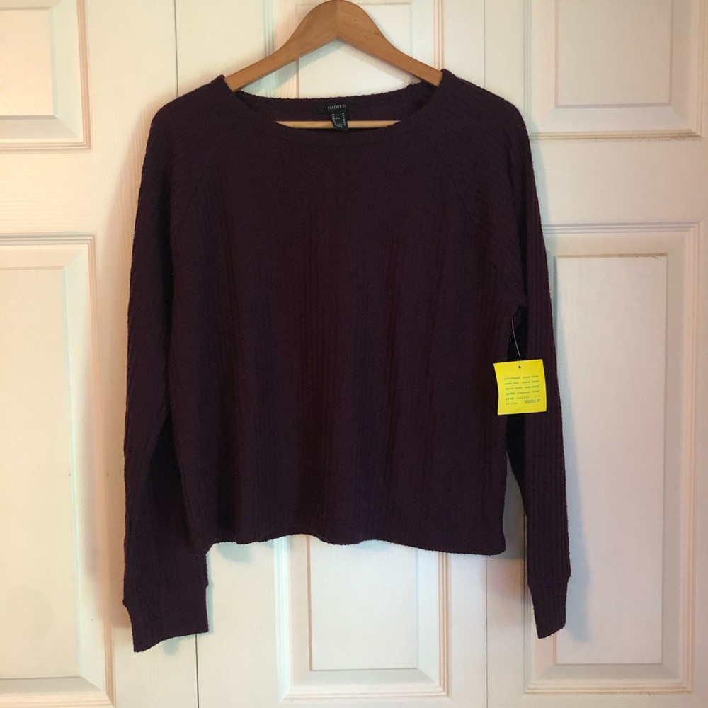 Plum Waffle Long Sleeve Tee